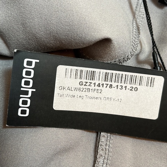 NWT Boohoo Light Gray Tall Wide Leg Trousers - Picture 9 of 11
